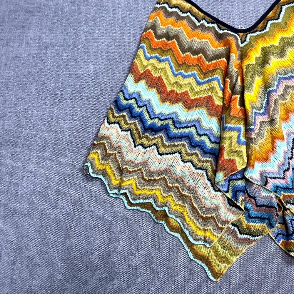 Free People Knit Camisole Top Womens XS Multicolor Zig Zag Striped Crochet Trim - Picture 9 of 11